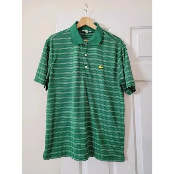 Masters Performance Men’s Short Sleeve Green Stripe Polo Shirt Size M - Picture 1 of 6